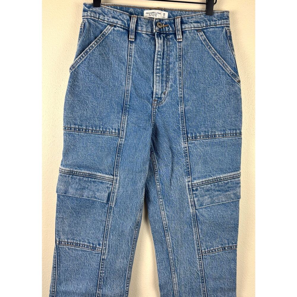 Abercrombie & Fitch 90's Straight Ultra High Rise Jeans Size 28 Blue Carpenter - Picture 2 of 8